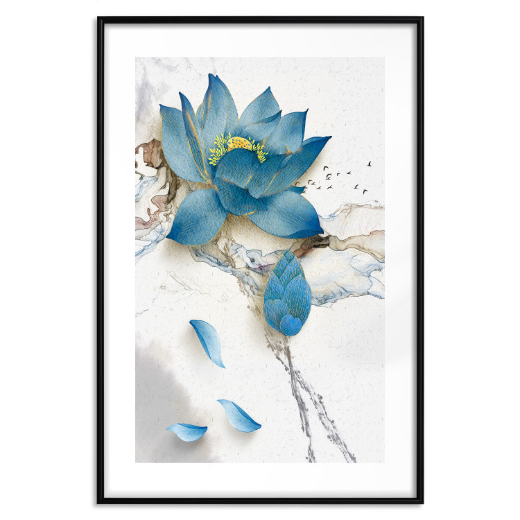 Wall Poster Wildflower - winter composition of a blue flower on a light background 137700 additionalImage 8
