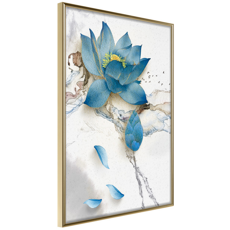 Wall Poster Wildflower - winter composition of a blue flower on a light background 137700 additionalImage 26