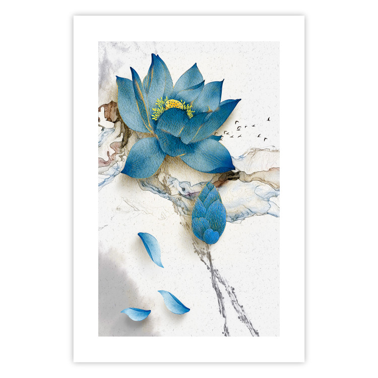 Wall Poster Wildflower - winter composition of a blue flower on a light background 137700 additionalImage 11