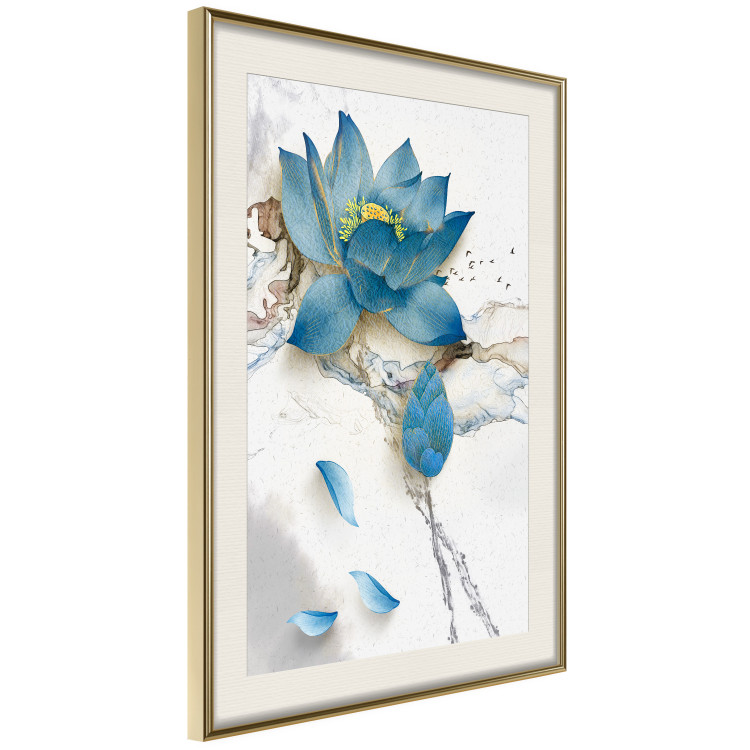 Wall Poster Wildflower - winter composition of a blue flower on a light background 137700 additionalImage 22