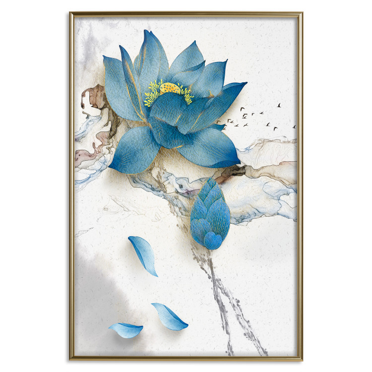 Wall Poster Wildflower - winter composition of a blue flower on a light background 137700 additionalImage 12