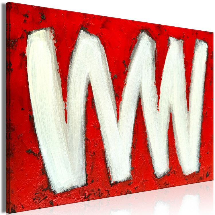 Canvas Art Print Two Letters W (1-piece) Wide - abstraction on a red background 138300 additionalImage 2
