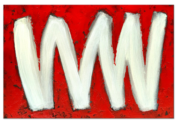 Canvas Art Print Two Letters W (1-piece) Wide - abstraction on a red background 138300