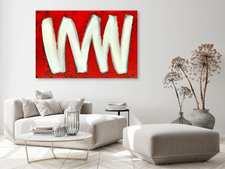 Canvas Art Print Two Letters W (1-piece) Wide - abstraction on a red background 138300 additionalImage 3