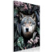 Canvas Print Wolf in Flowers (1-piece) Vertical - nocturnal animal amidst leaves 138600 additionalThumb 2