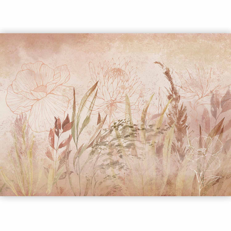 Photo Wallpaper Boho style garden - airy flowers plants and grasses in beige lineart 144700 additionalImage 5