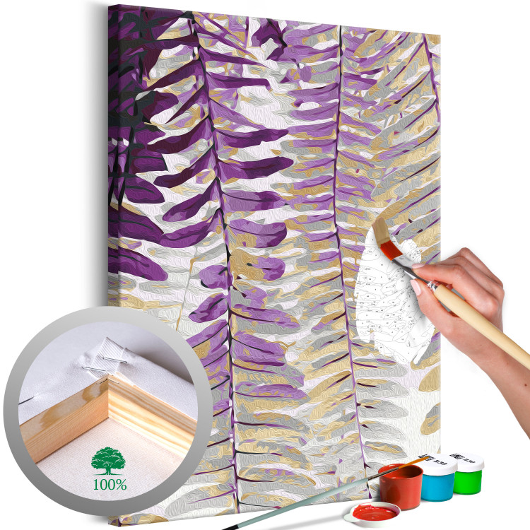 Paint by Number Kit Delicate Flora - Hanging Purple Fern Leaves on a Gray Background 146200