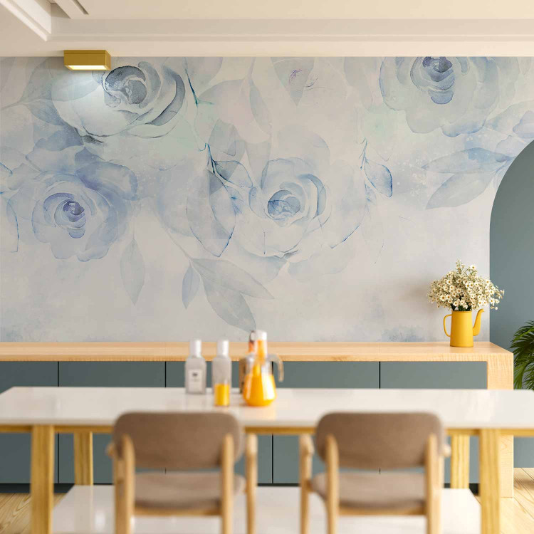 Wall Mural Moody Roses - Blue Abstract Flowers in a Romantic Style 146600 additionalImage 6