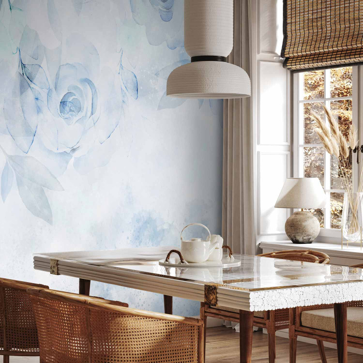 Wall Mural Moody Roses - Blue Abstract Flowers in a Romantic Style 146600 additionalImage 7