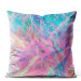 Decorative Velor Pillow Liquid cosmos - an abstract graphics in holographic style 147100