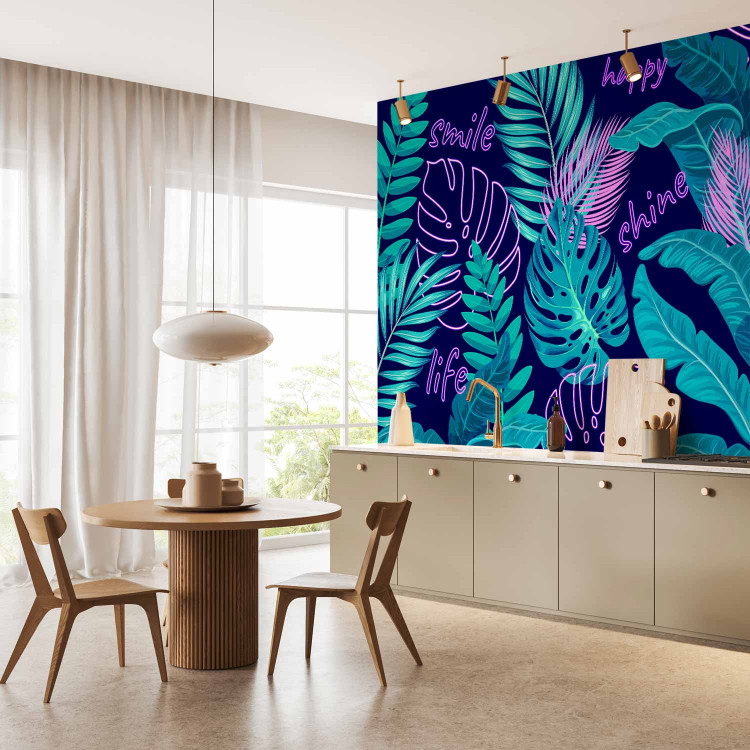 Wall Mural Neon Jungle - Leaves and Inscriptions in Bright and Vivid Colors 148800 additionalImage 7