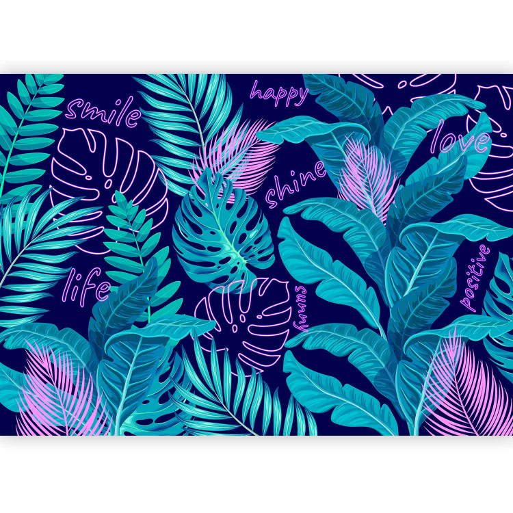 Wall Mural Neon Jungle - Leaves and Inscriptions in Bright and Vivid Colors 148800 additionalImage 5