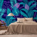 Wall Mural Neon Jungle - Leaves and Inscriptions in Bright and Vivid Colors 148800