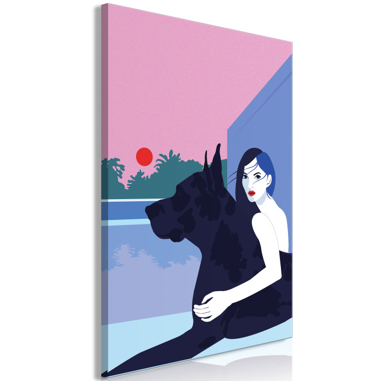 Canvas Woman with Dog (1-piece) - minimalist vector illustration 149700 additionalImage 2