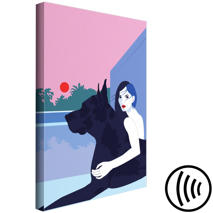 Canvas Woman with Dog (1-piece) - minimalist vector illustration 149700 additionalImage 6