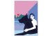Canvas Woman with Dog (1-piece) - minimalist vector illustration 149700