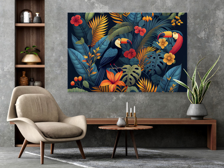 Large canvas print Exotic Birds - Toucans Among Colorful Vegetation in the Jungle [Large Format] 151000 additionalImage 5