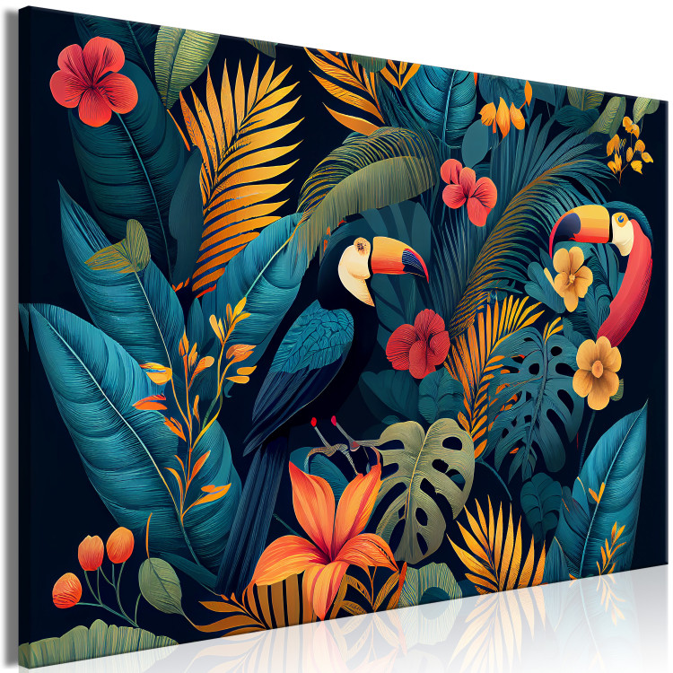 Large canvas print Exotic Birds - Toucans Among Colorful Vegetation in the Jungle [Large Format] 151000 additionalImage 2