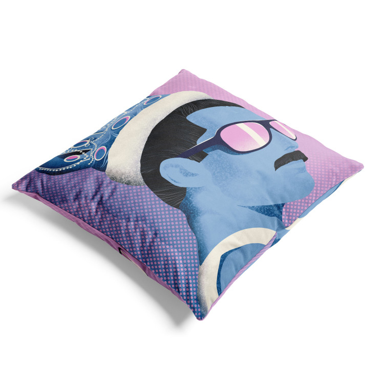 Decorative Velor Pillow Freddie Mercury - Blue Pop Art Depicting the Singer 151300 additionalImage 4