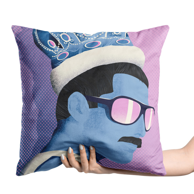 Decorative Velor Pillow Freddie Mercury - Blue Pop Art Depicting the Singer 151300 additionalImage 3