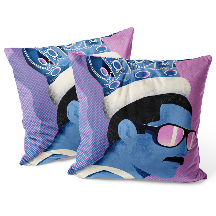 Decorative Velor Pillow Freddie Mercury - Blue Pop Art Depicting the Singer 151300 additionalImage 2