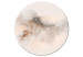 Round Canvas Golden Reflections - Abstract Beige Stain on a Marble Background 151900