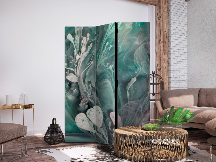 Room Divider Screen Abstract - Patches of Soft Turquoise Spilling Into White [Room Dividers] 159800 additionalImage 2