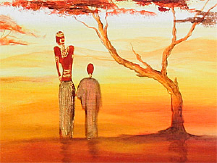 Canvas Art Print Dance of Africa (1-piece) - landscape with trees and sunset 47200 additionalImage 3