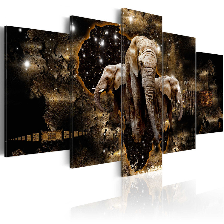 Canvas Print Brown Elephants (5 Parts) Wide 50000 additionalImage 2