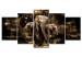 Canvas Print Brown Elephants (5 Parts) Wide 50000