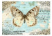Photo Wallpaper Postcard with a Butterfly - Butterfly on a blue background with retro captions and notes 61300 additionalThumb 1