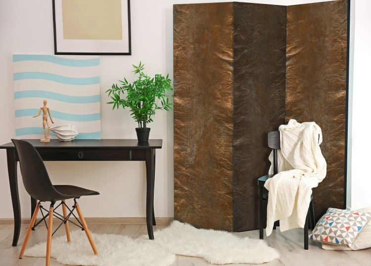 Room Divider Copper Elegance - artistic and bronze delicately wrinkled fabric 95400 additionalImage 4