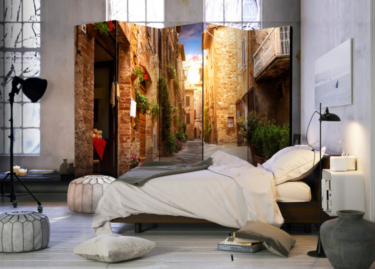 Folding Screen Colorful Alley in Tuscany II - brick architecture of an Italian town 95700 additionalImage 2