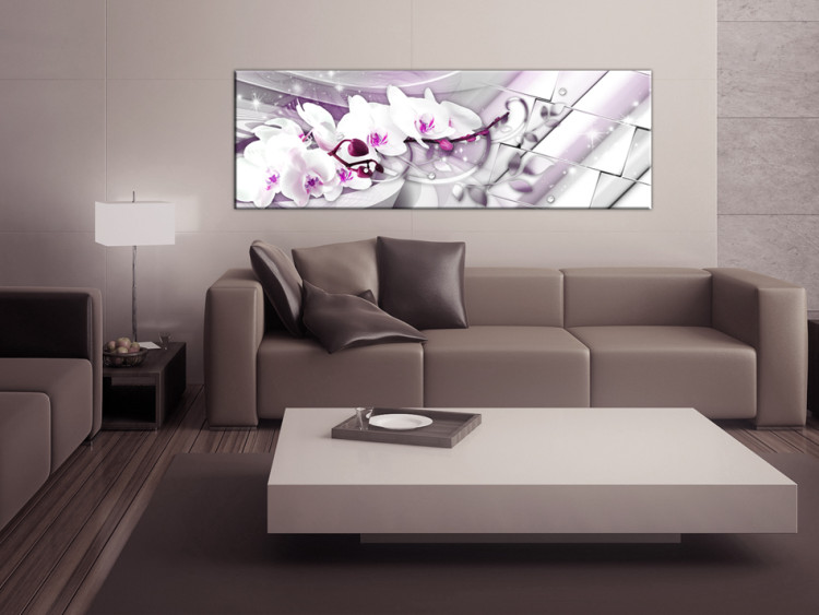 Canvas Print Sweet Orchids - Pink Flowers on Abstract Shiny Background 98200 additionalImage 3