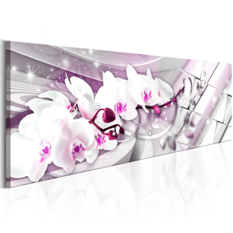 Canvas Print Sweet Orchids - Pink Flowers on Abstract Shiny Background 98200 additionalImage 2