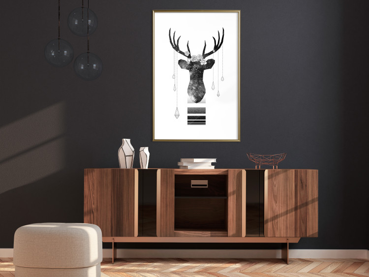 Poster Abstract Antlers - black and white abstract composition with a deer 114310 additionalImage 13