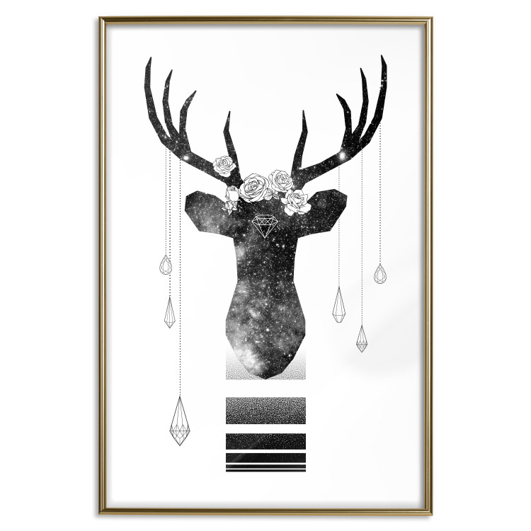 Poster Abstract Antlers - black and white abstract composition with a deer 114310 additionalImage 16