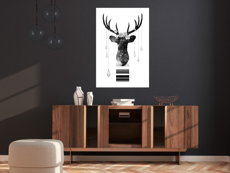 Poster Abstract Antlers - black and white abstract composition with a deer 114310 additionalImage 17