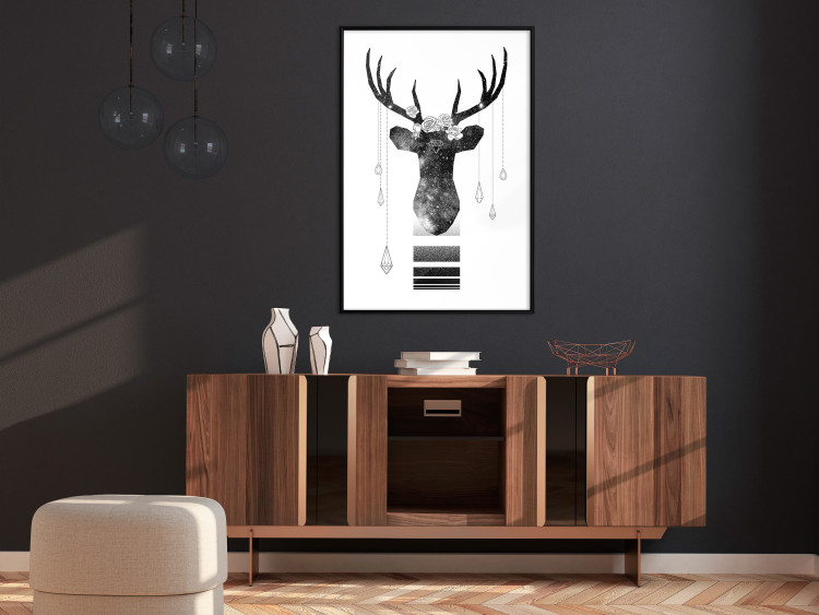 Poster Abstract Antlers - black and white abstract composition with a deer 114310 additionalImage 3