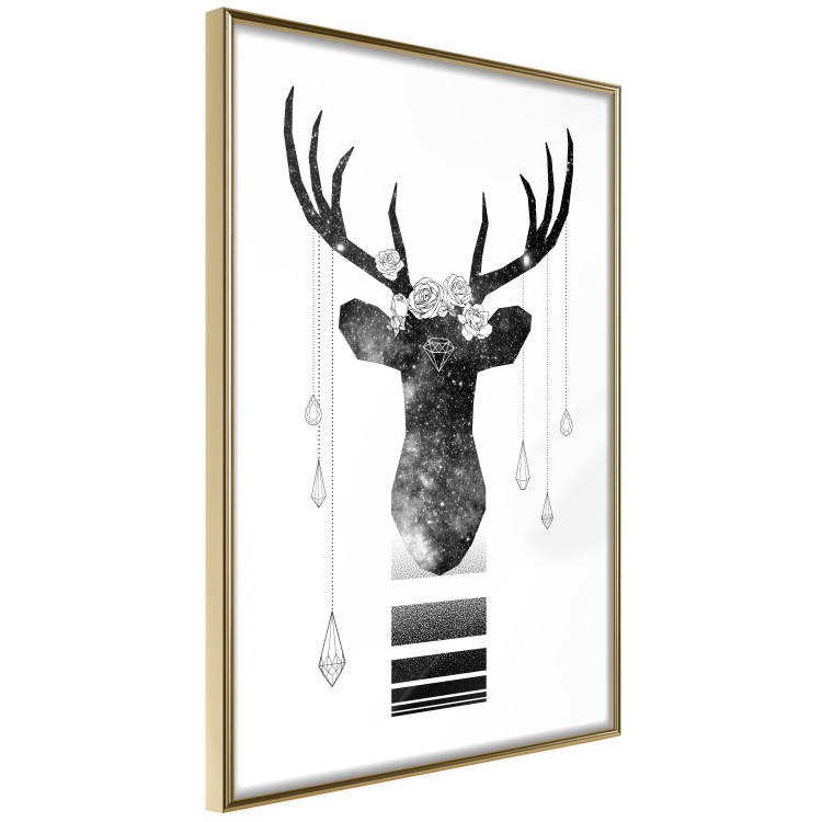 Poster Abstract Antlers - black and white abstract composition with a deer 114310 additionalImage 12