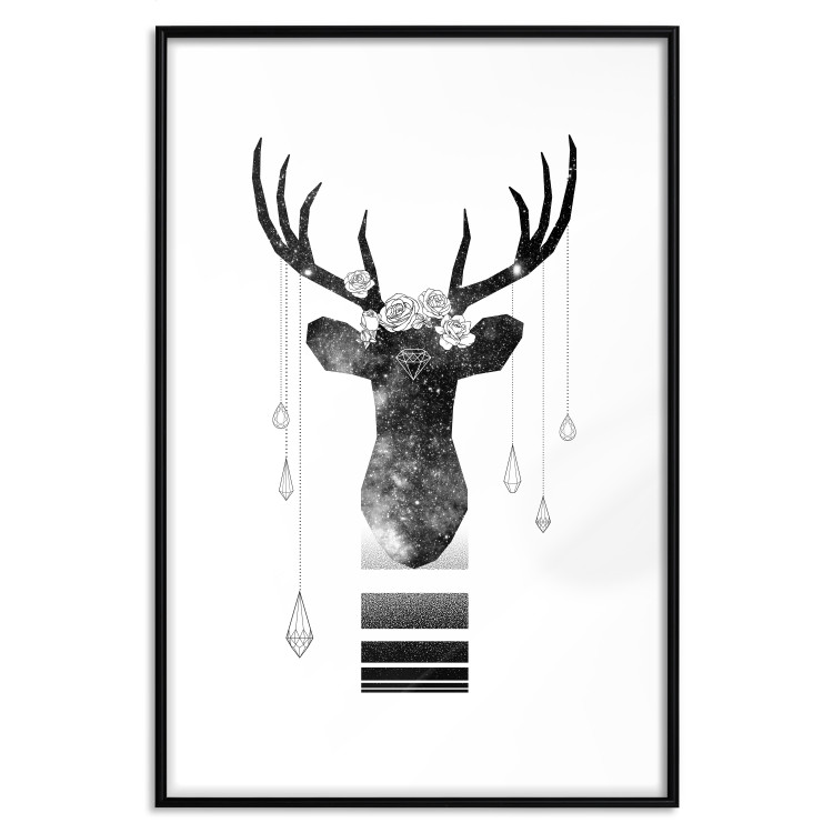 Poster Abstract Antlers - black and white abstract composition with a deer 114310 additionalImage 15