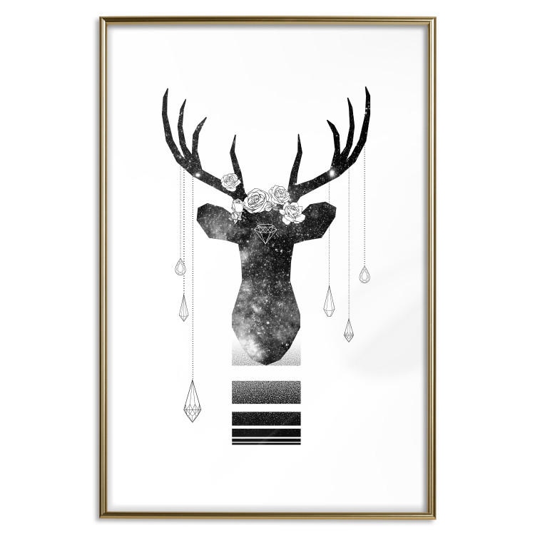 Poster Abstract Antlers - black and white abstract composition with a deer 114310 additionalImage 14