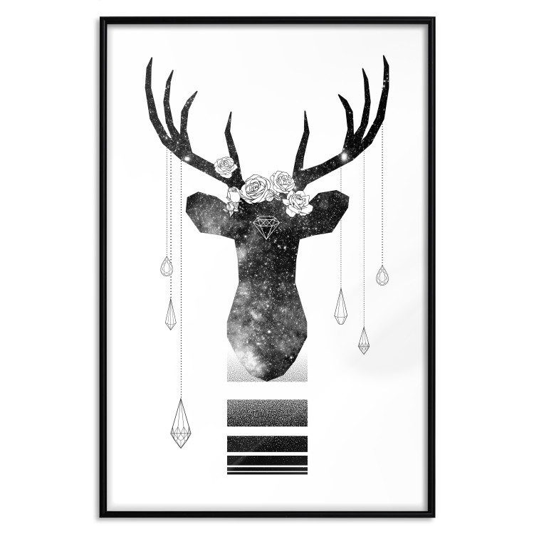 Poster Abstract Antlers - black and white abstract composition with a deer 114310 additionalImage 18