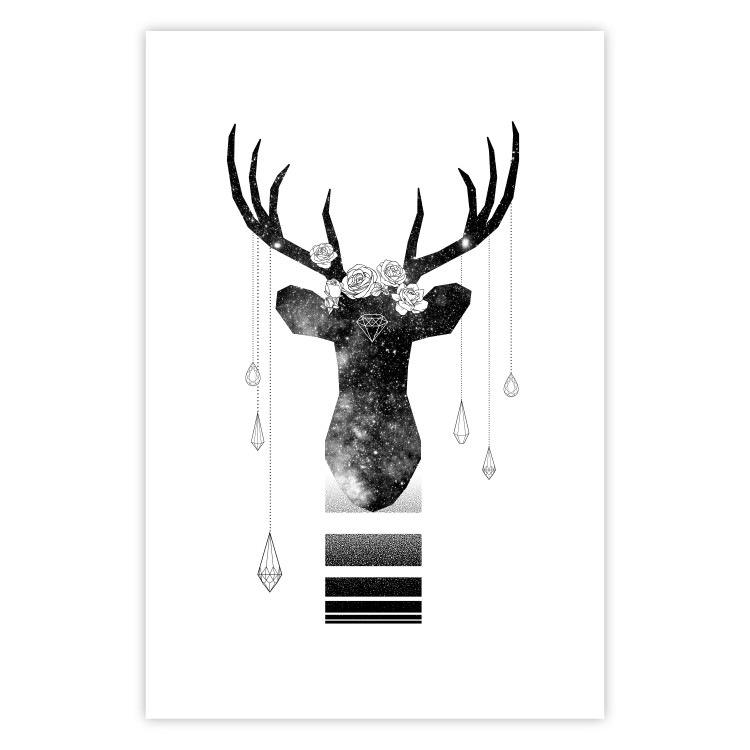 Poster Abstract Antlers - black and white abstract composition with a deer 114310 additionalImage 19