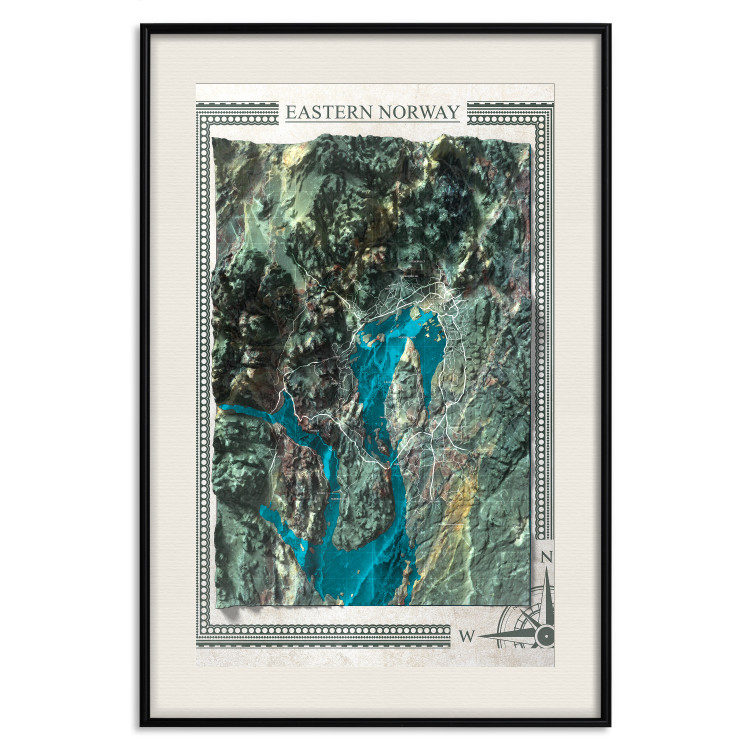 Wall Poster Isometric Map: Eastern Norway - view of green mountains and sea 118510 additionalImage 18