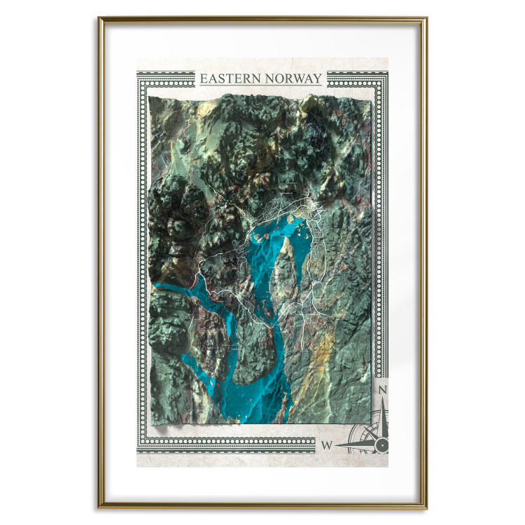Wall Poster Isometric Map: Eastern Norway - view of green mountains and sea 118510 additionalImage 14