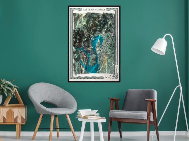 Wall Poster Isometric Map: Eastern Norway - view of green mountains and sea 118510 additionalImage 5