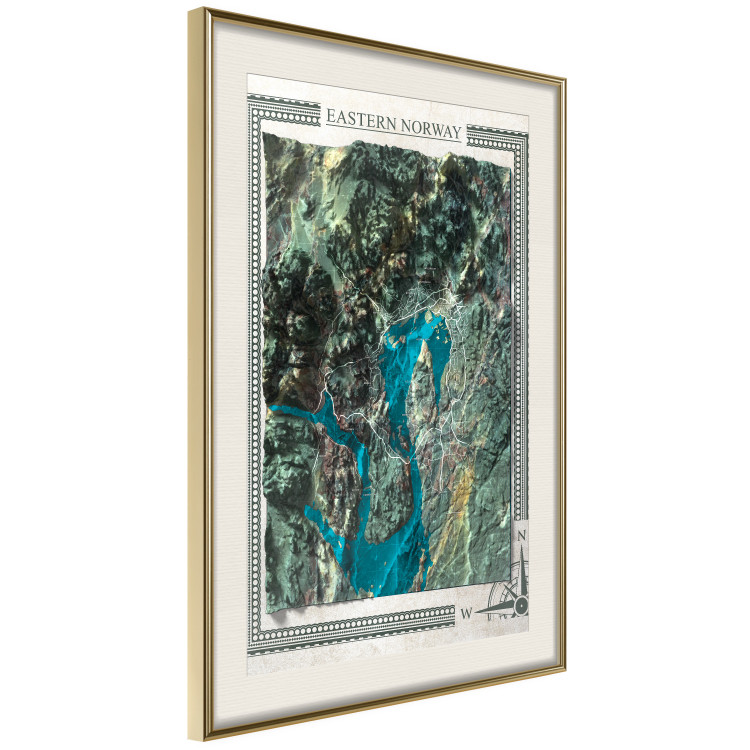 Wall Poster Isometric Map: Eastern Norway - view of green mountains and sea 118510 additionalImage 2
