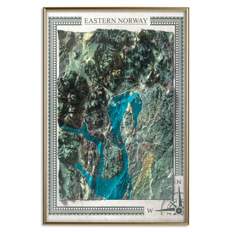 Wall Poster Isometric Map: Eastern Norway - view of green mountains and sea 118510 additionalImage 20