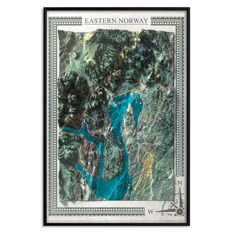Wall Poster Isometric Map: Eastern Norway - view of green mountains and sea 118510 additionalImage 24